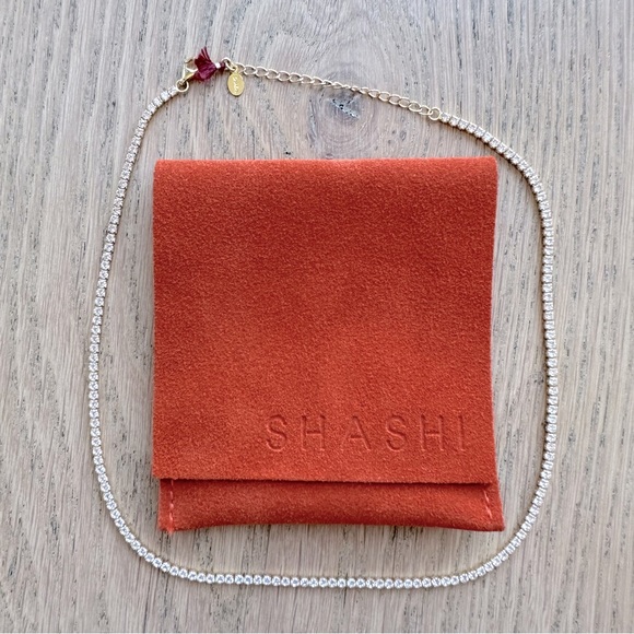 🆕 SHASHI 14k Gold Plated Tennis Faux Diamond Necklace Choker
